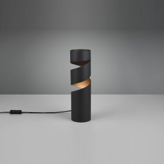 Abat-jour per comodino moderno nero a forma di cavatappi