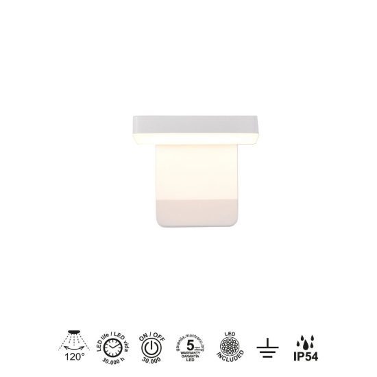 Applique da esterno moderna led 20w 3000k ip54 bianca
