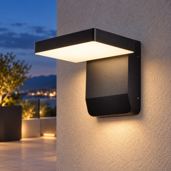 Applique da esterno nera led 20w 3000k ip54 orientabile