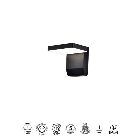 Applique da esterno nera led 20w 3000k ip54 orientabile