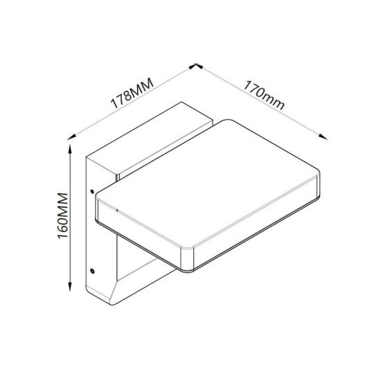Applique da esterno nera led 20w 3000k ip54 orientabile