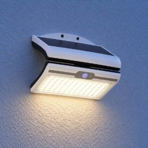 Applique da esterno solare led 5w 4000k con sensore di movimento ip44 orientabile bianca