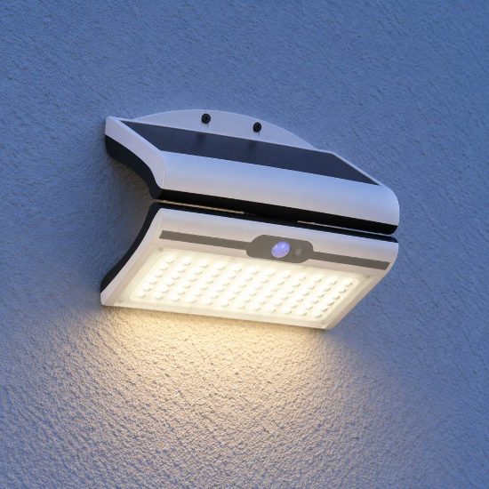 Applique da esterno solare led 5w 4000k con sensore di movimento ip44 orientabile bianca