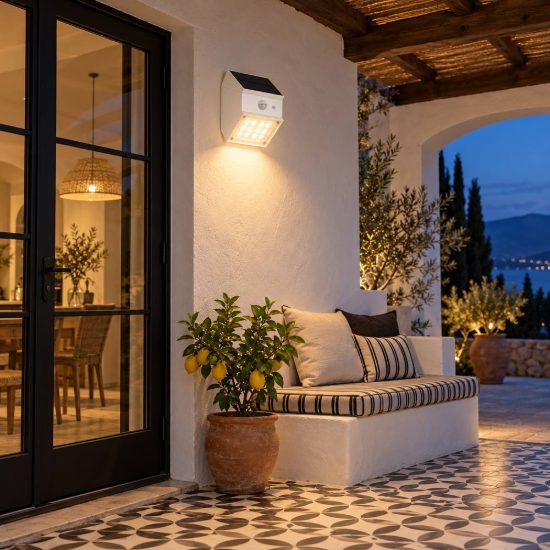 Applique da esterno solare led 2,5w cct 3000k 4000k 6000k con sensore di movimento ip65 bianca
