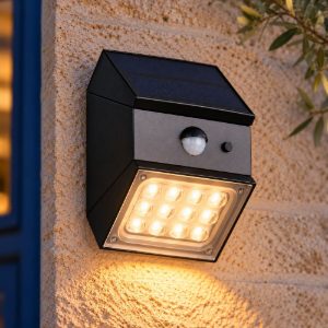 Applique da esterno solare led 2,5w cct 3000k 4000k 6000k con sensore di movimento ip65 nera