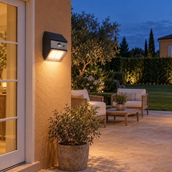 Applique da esterno solare led 2,5w cct 3000k 4000k 6000k con sensore di movimento ip65 nera