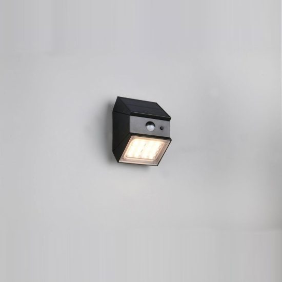 Applique da esterno solare led 2,5w cct 3000k 4000k 6000k con sensore di movimento ip65 nera