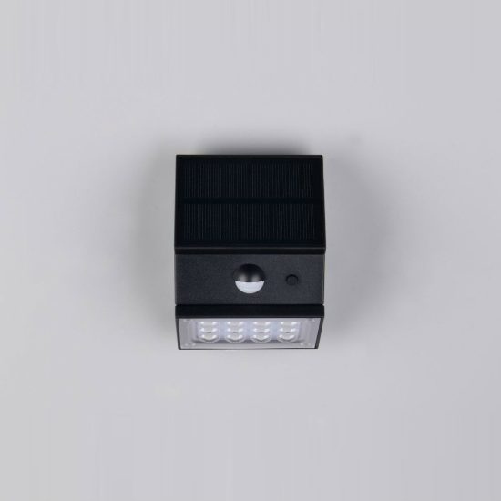 Applique da esterno solare led 2,5w cct 3000k 4000k 6000k con sensore di movimento ip65 nera