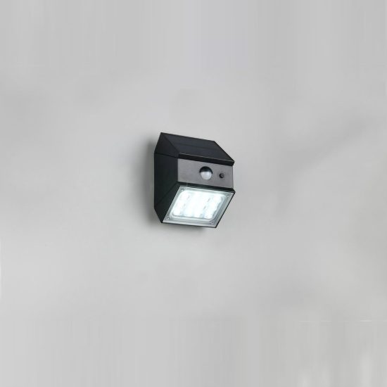 Applique da esterno solare led 2,5w cct 3000k 4000k 6000k con sensore di movimento ip65 nera
