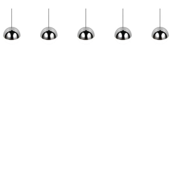 Lampadario a sospensione 5 luci per soggiorno led 25w 4000k lineare nero con sfere cromate bianche