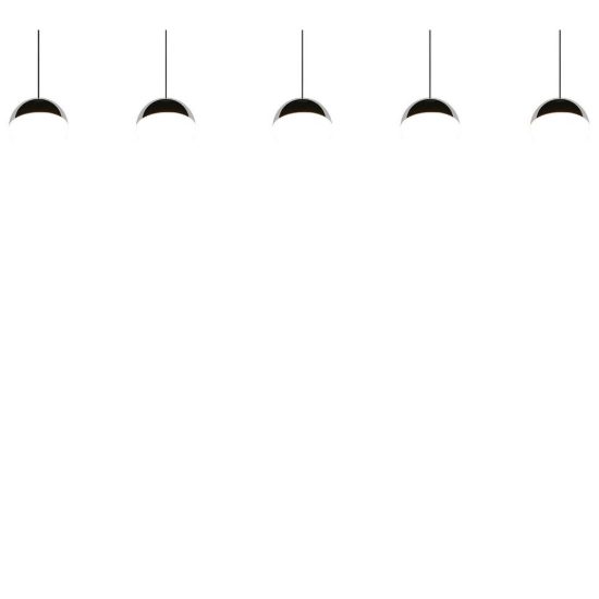Lampadario a sospensione 5 luci per soggiorno led 25w 4000k lineare nero con sfere cromate bianche