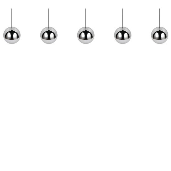 Lampadario a sospensione 5 luci per soggiorno led 25w 4000k lineare nero con sfere cromate bianche