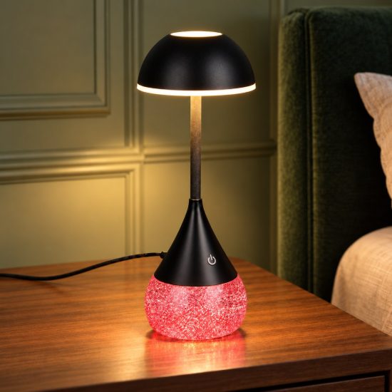 Abat-jour led 4,5w cct 3000k 4200k 6500k rgb touch per comodino nero con base luminosa trasparente