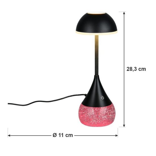 Abat-jour led 4,5w cct 3000k 4200k 6500k rgb touch per comodino nero con base luminosa trasparente