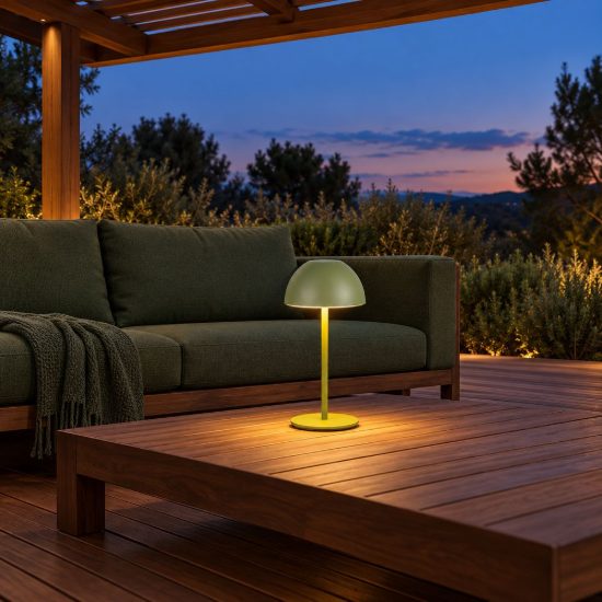Lampada da tavolino ricaricabile da esterno led 2w 3000k touch ip44 moderna verde a forma di fungo
