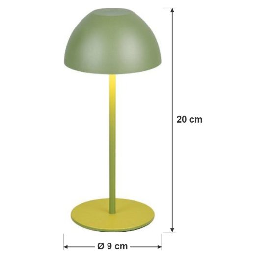 Lampada da tavolino ricaricabile da esterno led 2w 3000k touch ip44 moderna verde a forma di fungo