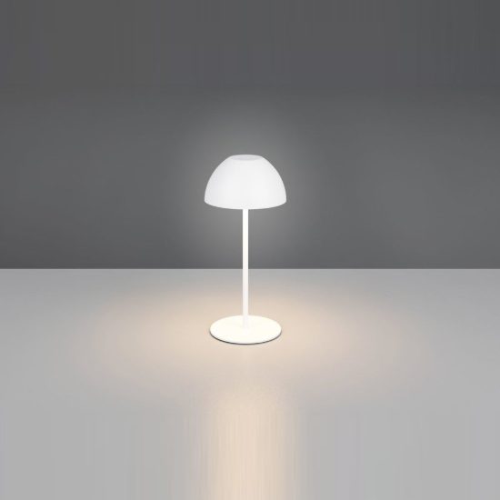 Lampada da tavolino ricaricabile da esterno led 2w 3000k touch ip44 moderna bianca a forma di fungo