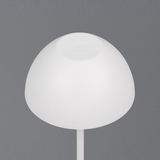 Lampada da tavolino ricaricabile da esterno led 2w 3000k touch ip44 moderna bianca a forma di fungo