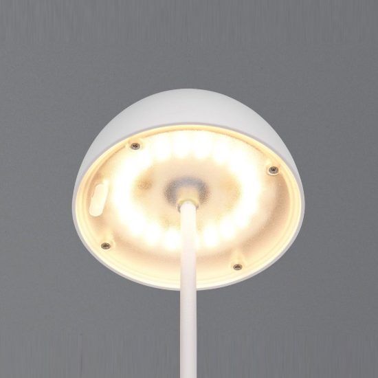 Lampada da tavolino ricaricabile da esterno led 2w 3000k touch ip44 moderna bianca a forma di fungo