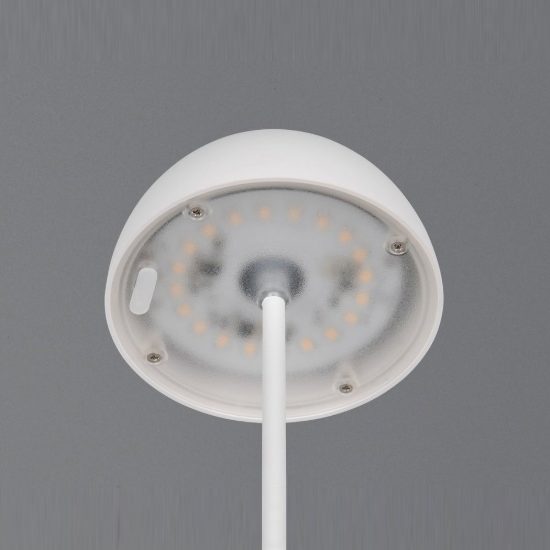 Lampada da tavolino ricaricabile da esterno led 2w 3000k touch ip44 moderna bianca a forma di fungo