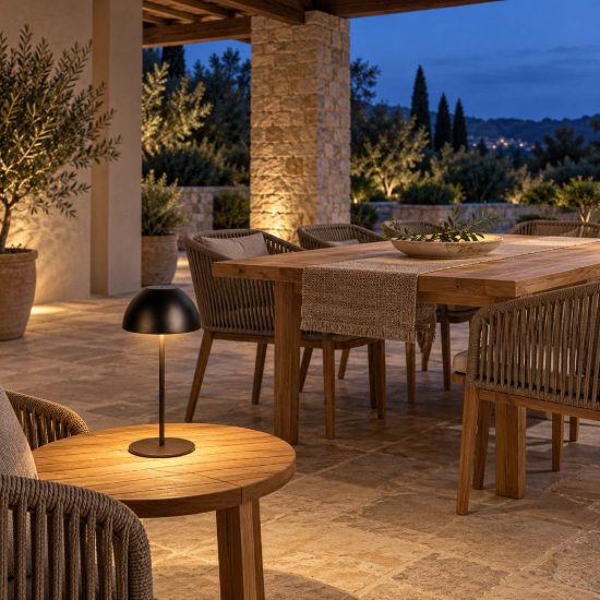 Lampada da tavolino ricaricabile da esterno led 2w 3000k touch ip44 moderna nera a forma di fungo