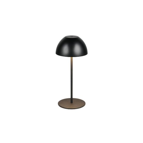 Lampada da tavolino ricaricabile da esterno led 2w 3000k touch ip44 moderna nera a forma di fungo