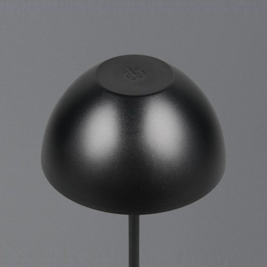 Lampada da tavolino ricaricabile da esterno led 2w 3000k touch ip44 moderna nera a forma di fungo
