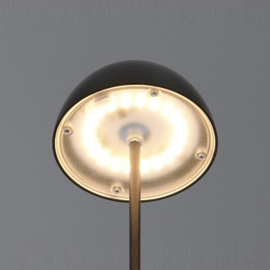 Lampada da tavolino ricaricabile da esterno led 2w 3000k touch ip44 moderna nera a forma di fungo