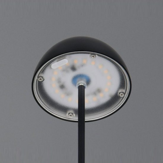 Lampada da tavolino ricaricabile da esterno led 2w 3000k touch ip44 moderna nera a forma di fungo