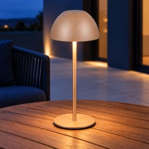 Lampada da tavolino ricaricabile da esterno led 2w 3000k touch ip44 moderna caffe a forma di fungo