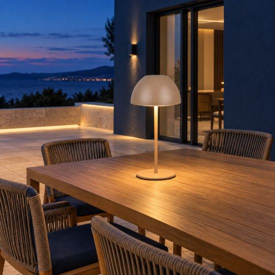 Lampada da tavolino ricaricabile da esterno led 2w 3000k touch ip44 moderna caffe a forma di fungo