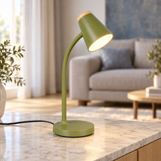 Lampada da scrivania led 4,5w 3000k per ufficio con braccio flessibile verde