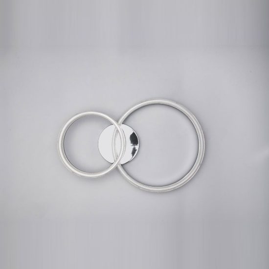 Plafoniera led 22w 4000k per soggiorno moderna cromo a 2 anelli con diffusore 3d trasparente