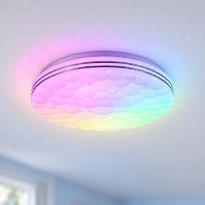 Plafoniera led 22w cct 2700k 6000k rgb con telecomando bianca effetto cielo stellato