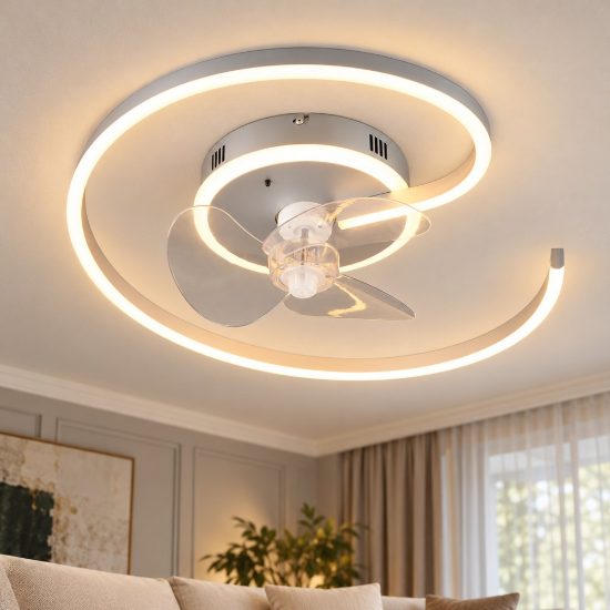 Ventilatore da soffitto con luce led 32w cct 2700k 6500k con telecomando a spirale titanio