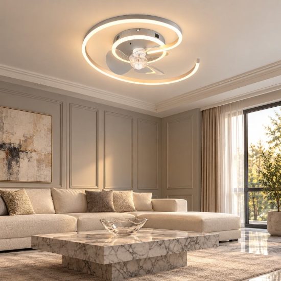 Ventilatore da soffitto con luce led 32w cct 2700k 6500k con telecomando a spirale titanio