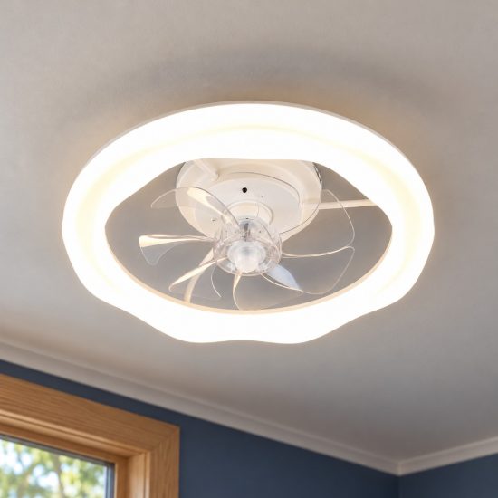 Ventilatore da soffitto con luce led 35w cct 2700k 6500k con telecomando bianco