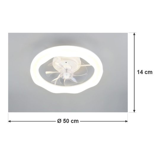 Ventilatore da soffitto con luce led 35w cct 2700k 6500k con telecomando bianco