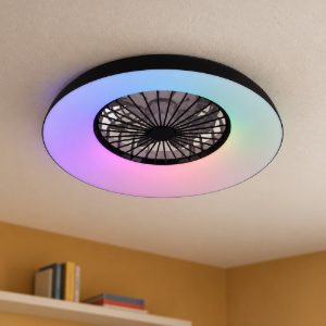 Ventilatore da soffitto con luce led 34w cct 2700k 6500k rgb con telecomando nero