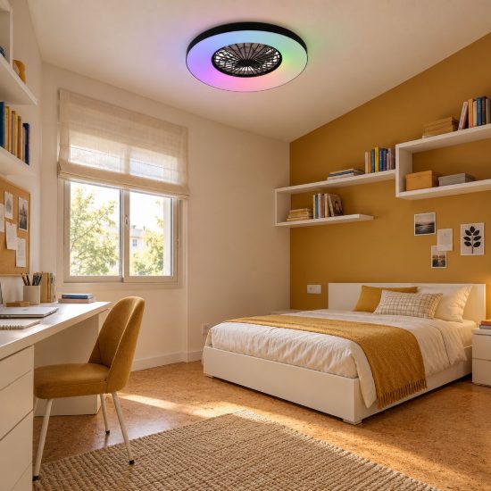 Ventilatore da soffitto con luce led 34w cct 2700k 6500k rgb con telecomando nero