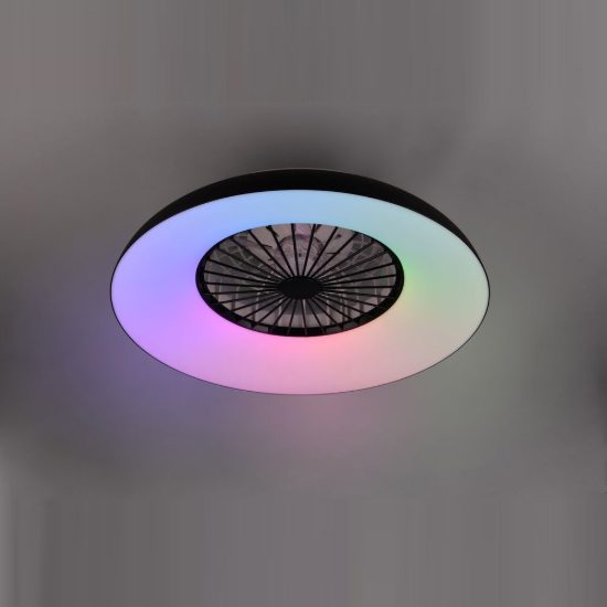 Ventilatore da soffitto con luce led 34w cct 2700k 6500k rgb con telecomando nero