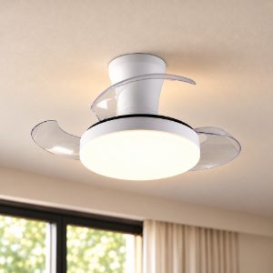 Ventilatore da soffitto con luce led 24w cct 2700k 6500k con telecomando bianco con pale a scomparsa