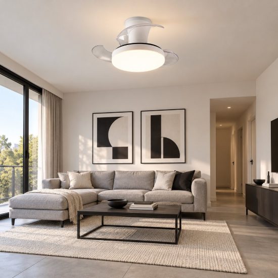 Ventilatore da soffitto con luce led 24w cct 2700k 6500k con telecomando bianco con pale a scomparsa
