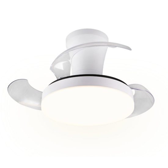 Ventilatore da soffitto con luce led 24w cct 2700k 6500k con telecomando bianco con pale a scomparsa