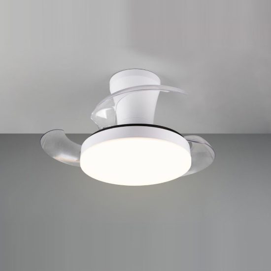 Ventilatore da soffitto con luce led 24w cct 2700k 6500k con telecomando bianco con pale a scomparsa