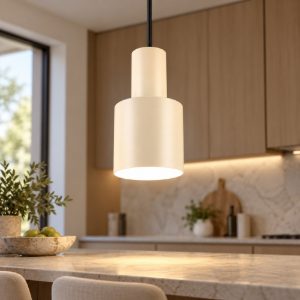 Lampada a sospensione beige per penisola cucina