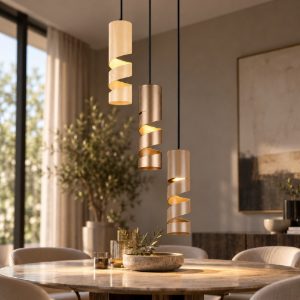 Lampadario moderno per soggiorno cilindrico multicolor 3 luci