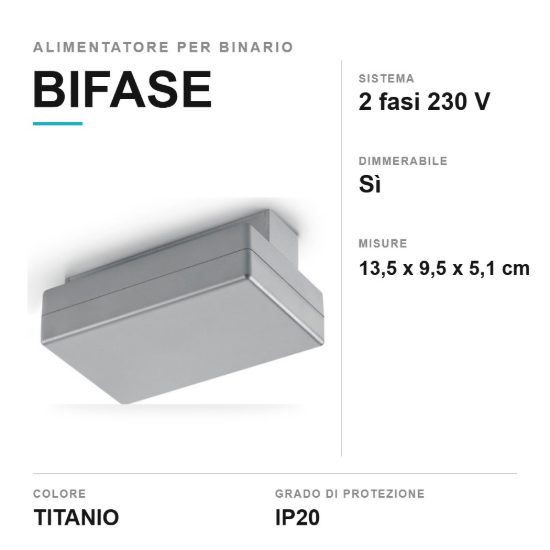 Alimentatore dimmerabile per binario bifase titanio