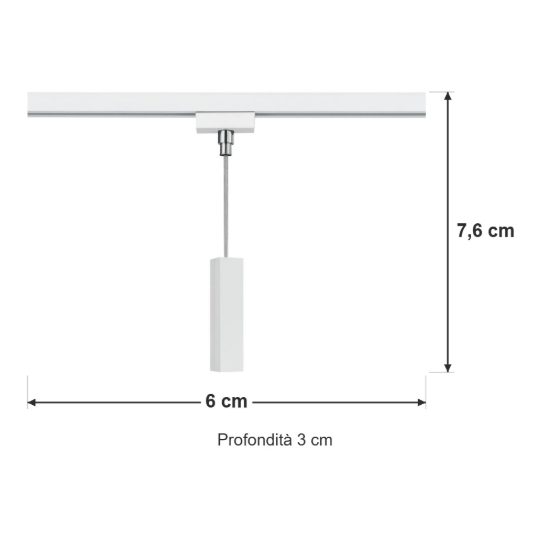 Innesto universale per lampade a sospensione su binario bifase bianco