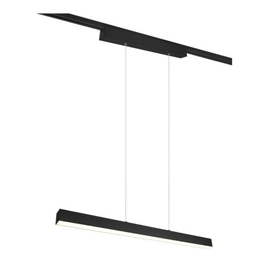 Lampada a sospensione per binario bifase led 29w 3000k bi-emissione lineare 90cm nera
